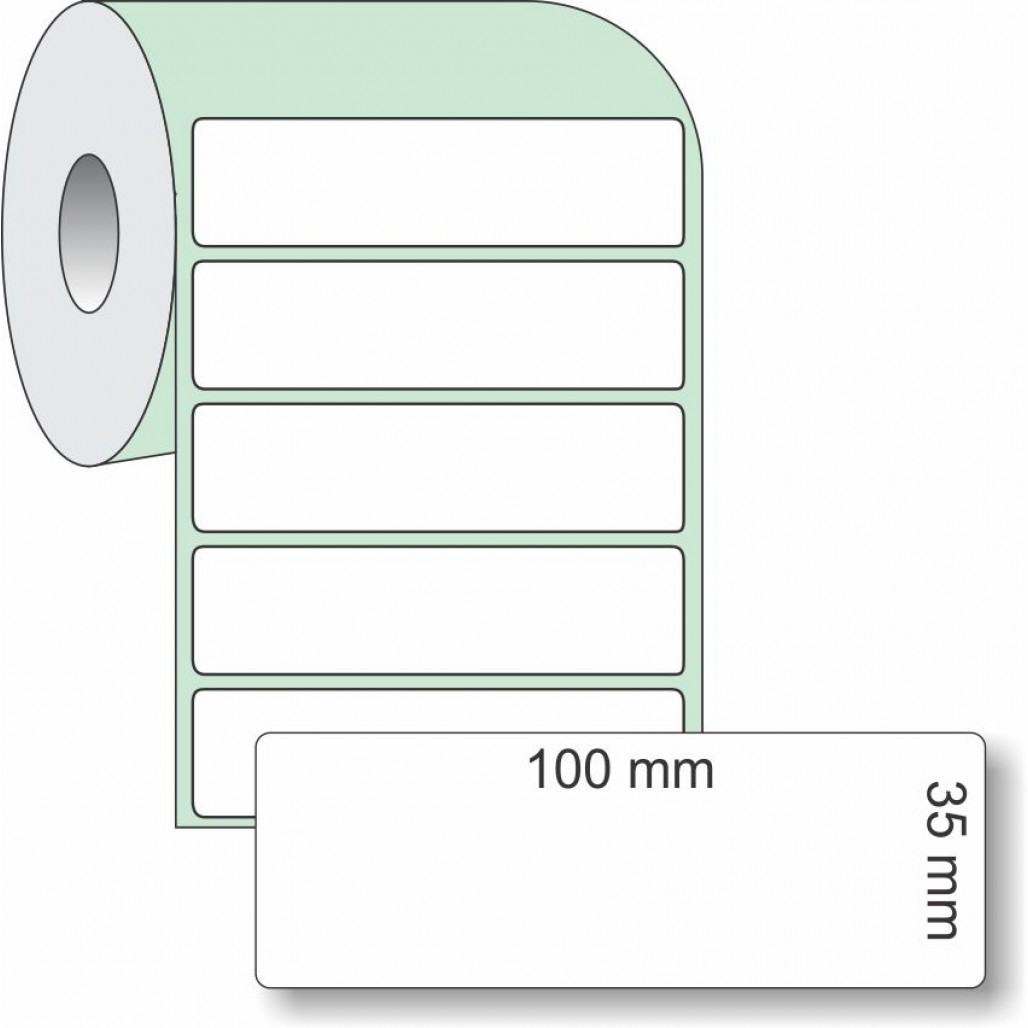 Etiqueta Adesiva Bopp Brilho 100X35- Caixa 4 rolos - 840 unid em cada rolo - 32mt